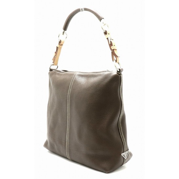 Prada Leather Bag Shoulder Brown - Picture 1 of 9